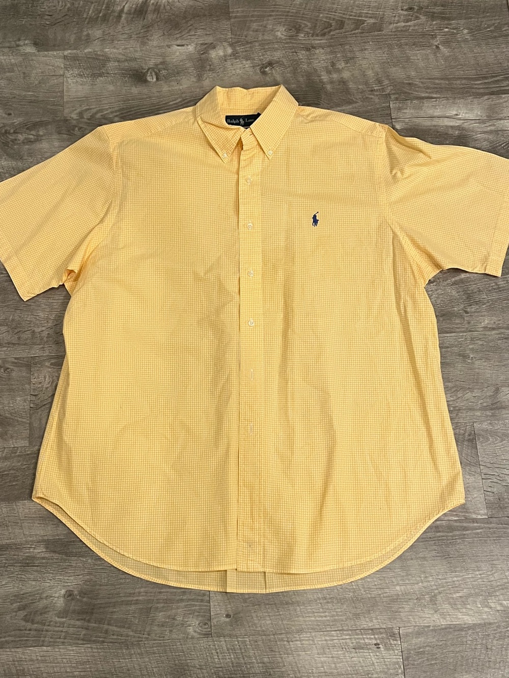 Polo Ralph Lauren Classic Fit Yellow Gingham Short Sleeve Button Down Shirt XL